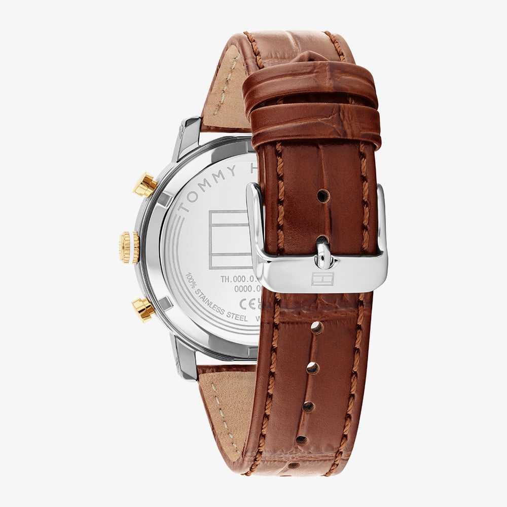 Tommy Hilfiger Mens TH-Oxford Brown Leather Strap Watch 1710726