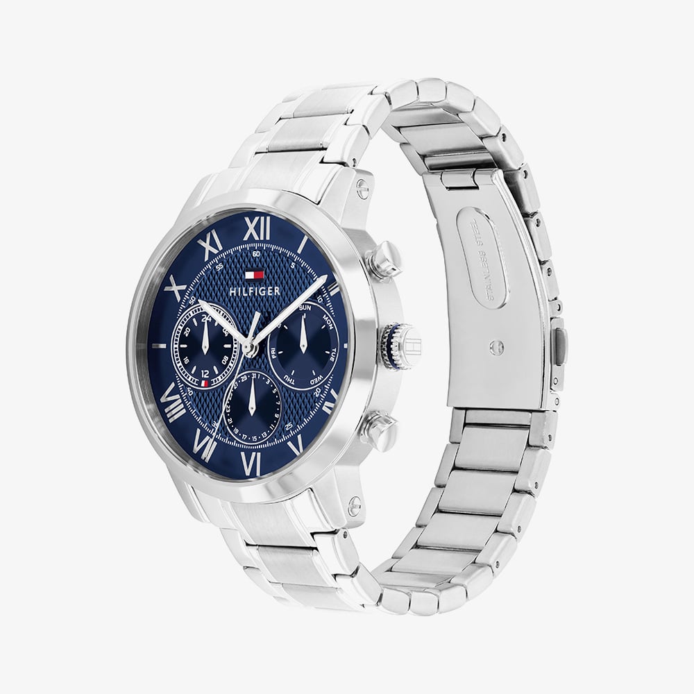 Tommy Hilfiger Mens TH-Oxford Blue Dial Stainless Steel Bracelet Watch 1710728