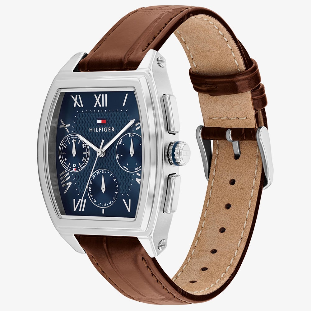 Tommy Hilfiger Mens Oxford Brown Leather Strap Watch 1710760
