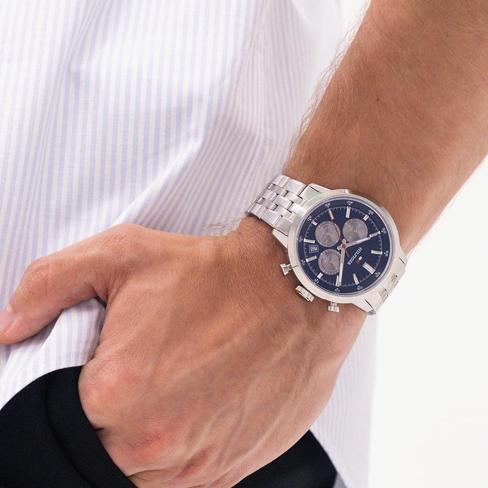 Tommy Hilfiger Mens Kent Chronograph Blue Bracelet Watch 1710753