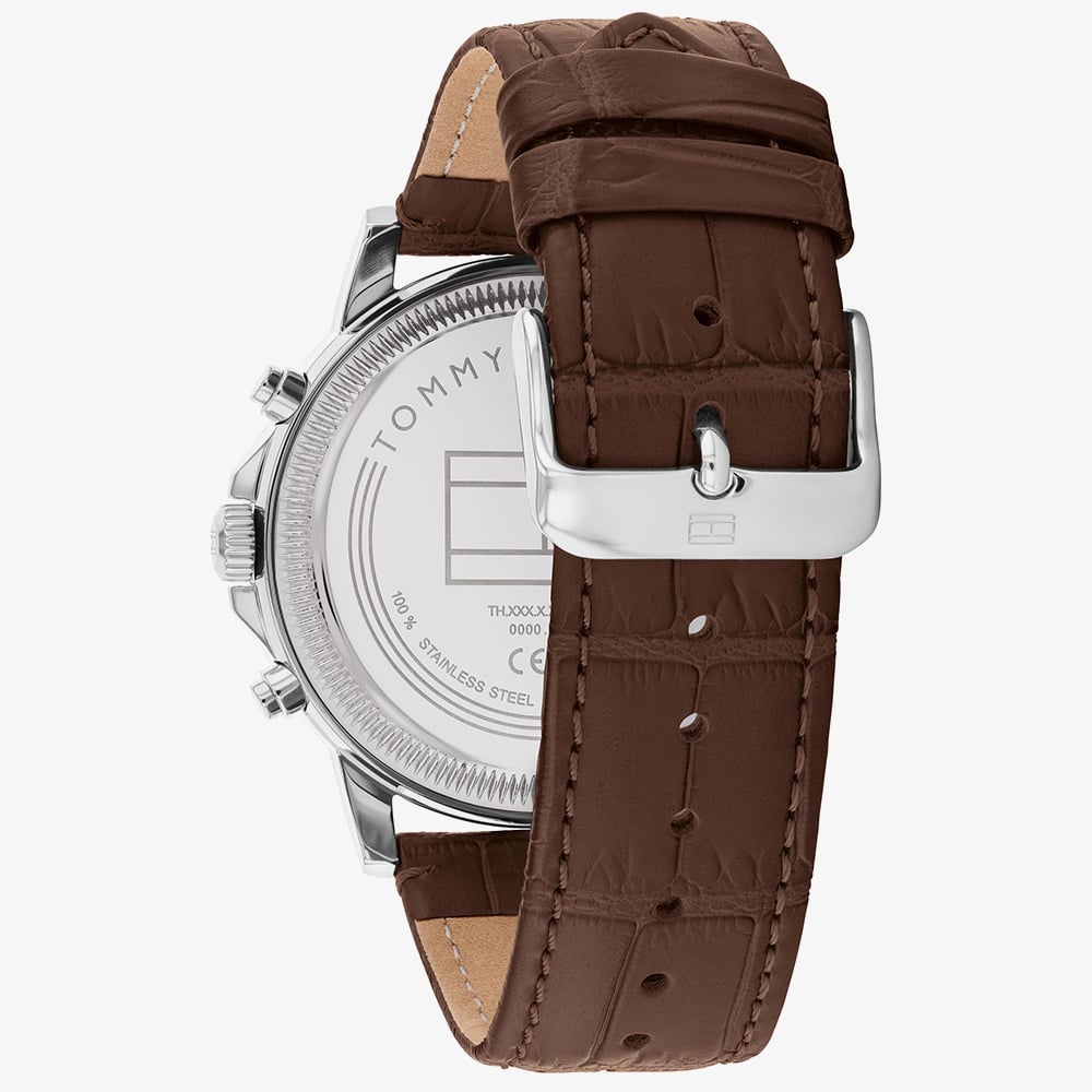 Tommy Hilfiger Mens Brown Leather Strap Watch 1710629