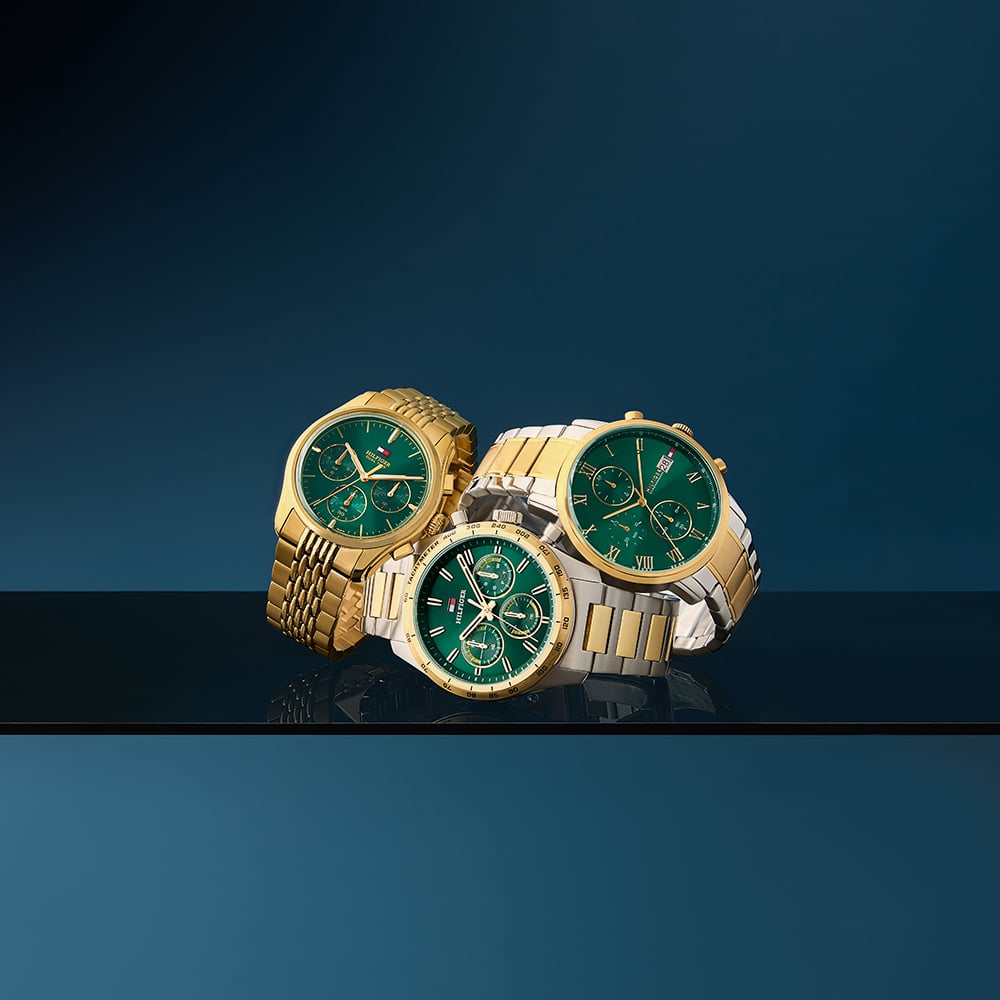 Tommy Hilfiger Mens Bryant Golden Green Dial Bracelet Watch 1710814