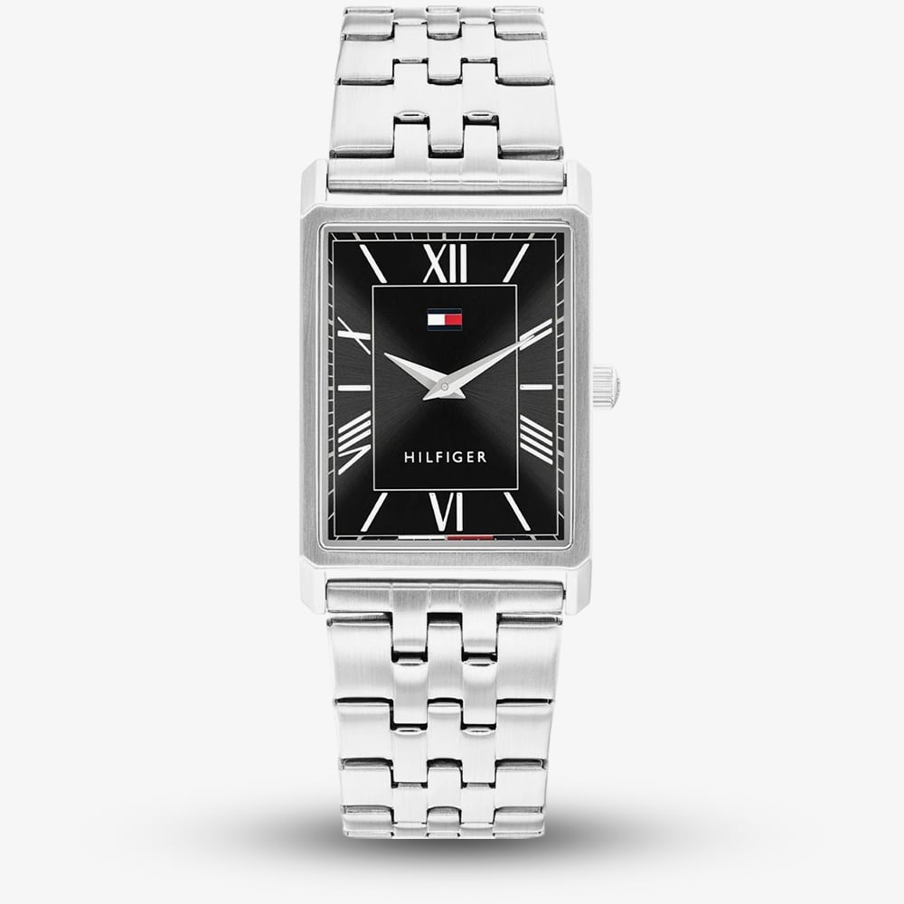 Tommy Hilfiger Mens Ben Rectangle Black Dial Bracelet Watch 1710773