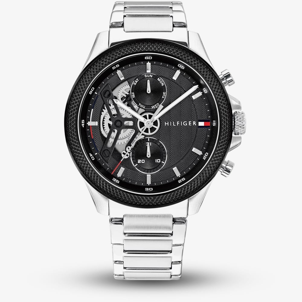 Tommy Hilfiger Mens Clark Half Skeleton Dial Bracelet Watch 1792289