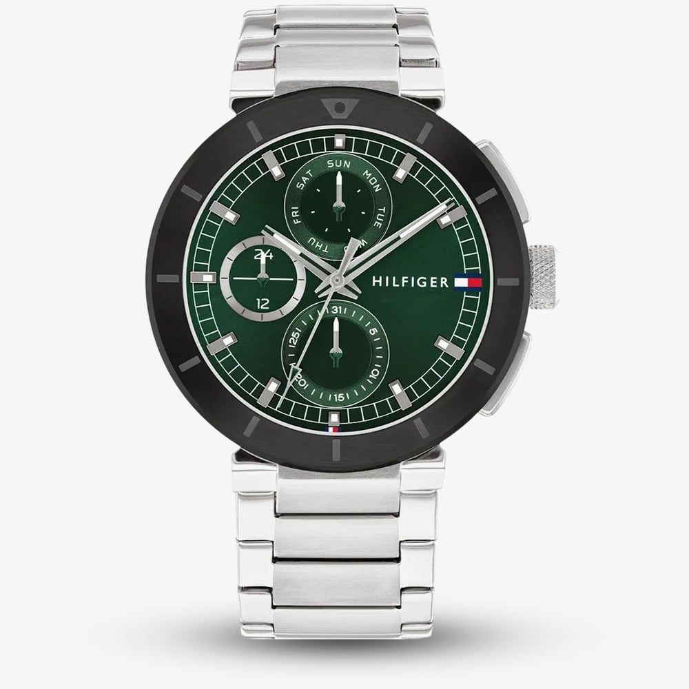 Tommy Hilfiger Mens Lorenzo Green Dial Bracelet Watch 1792117