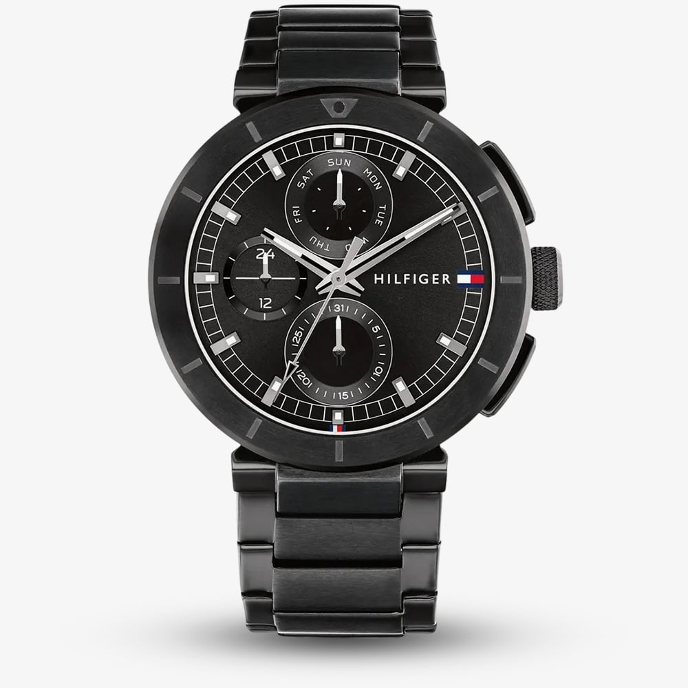Tommy Hilfiger Mens Lorenzo Black Dial Bracelet Watch 1792119