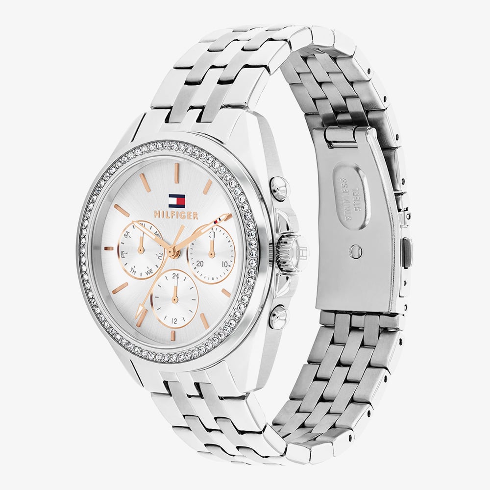 Tommy Hilfiger Ladies Mellie Silver Dial Stone Set Watch 1782802