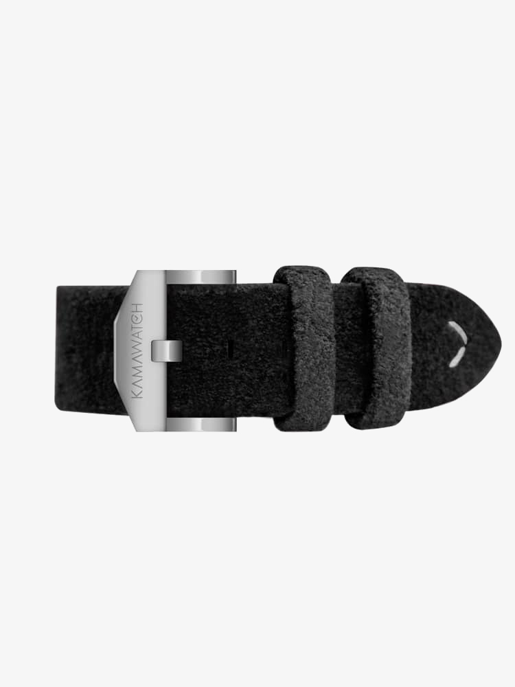 KAMAWATCH Royal Black Dial Leather Suede Strap Watch KWPM34