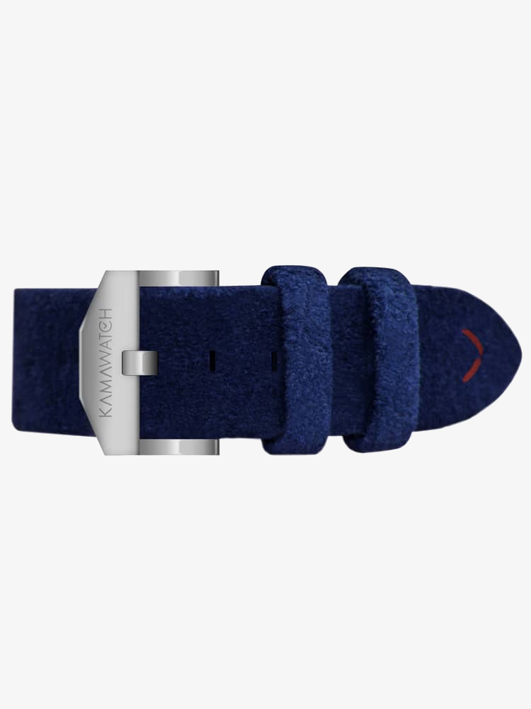KAMAWATCH Royal Blue Dial Leather Suede Strap Watch KWPM36