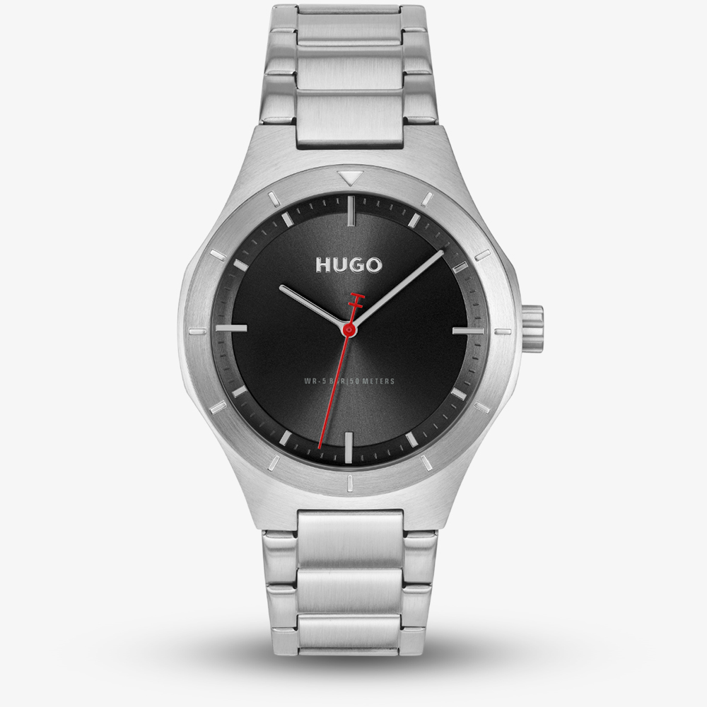 HUGO Mens #Lit Silver Bracelet Watch 1530447
