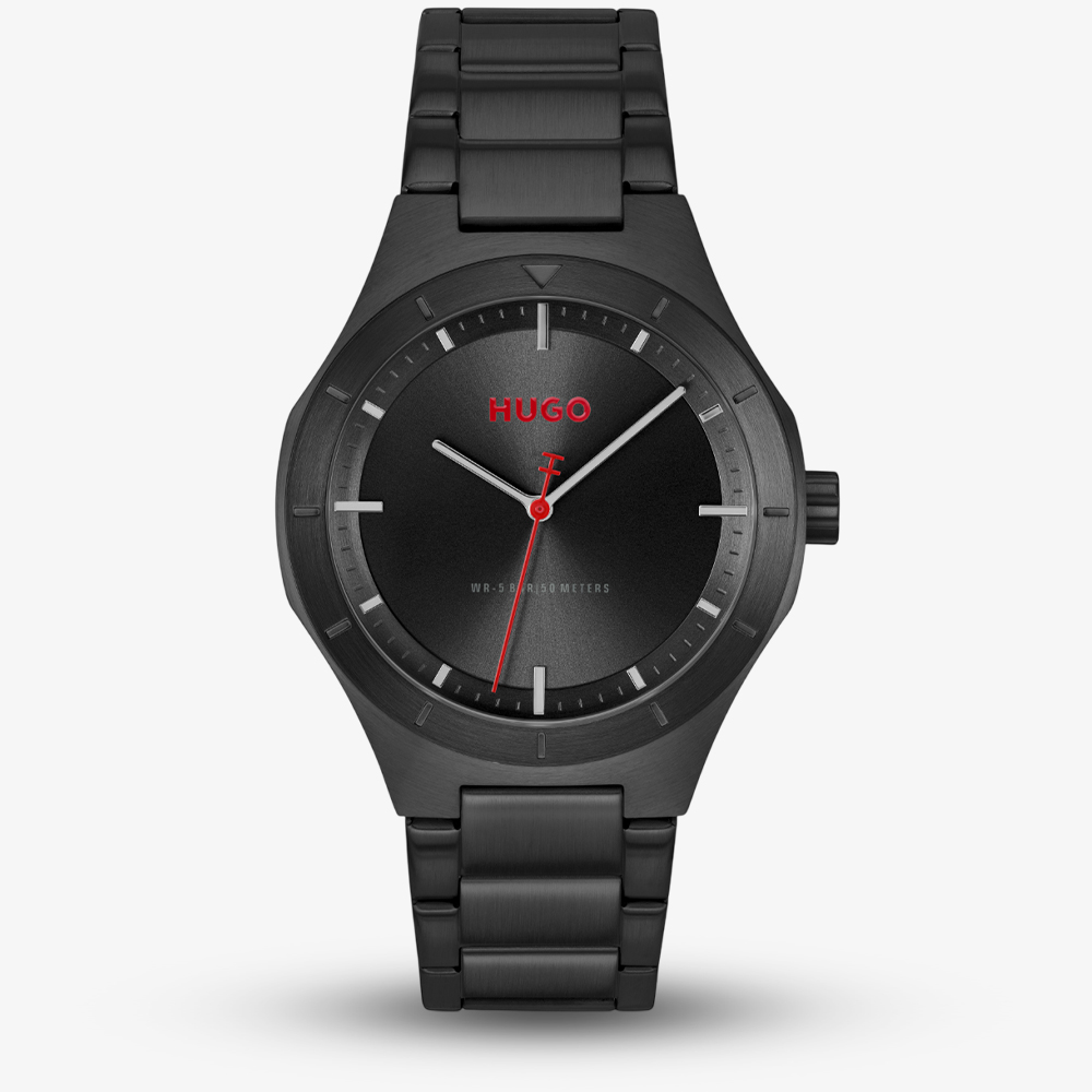 HUGO Mens #Lit Black Bracelet Watch 1530450