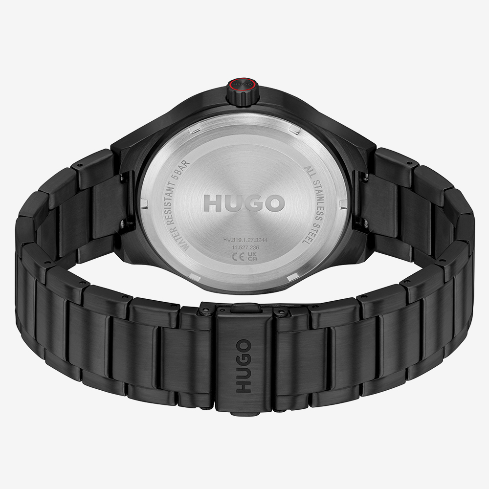 HUGO Mens #Lit Black Bracelet Watch 1530450