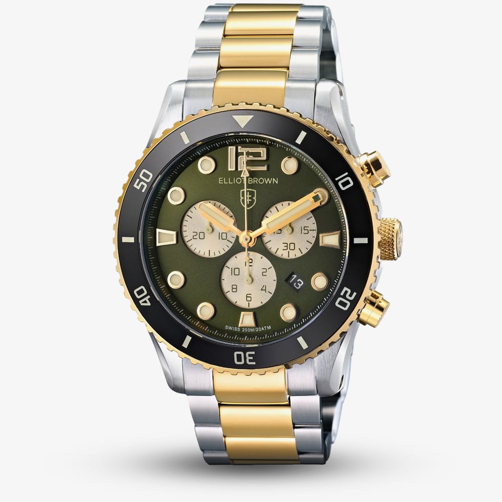 Product photograph of Elliot Brown Bloxworth Chronograph Two Tone Watch 929-017-b14 from The Jewel Hut