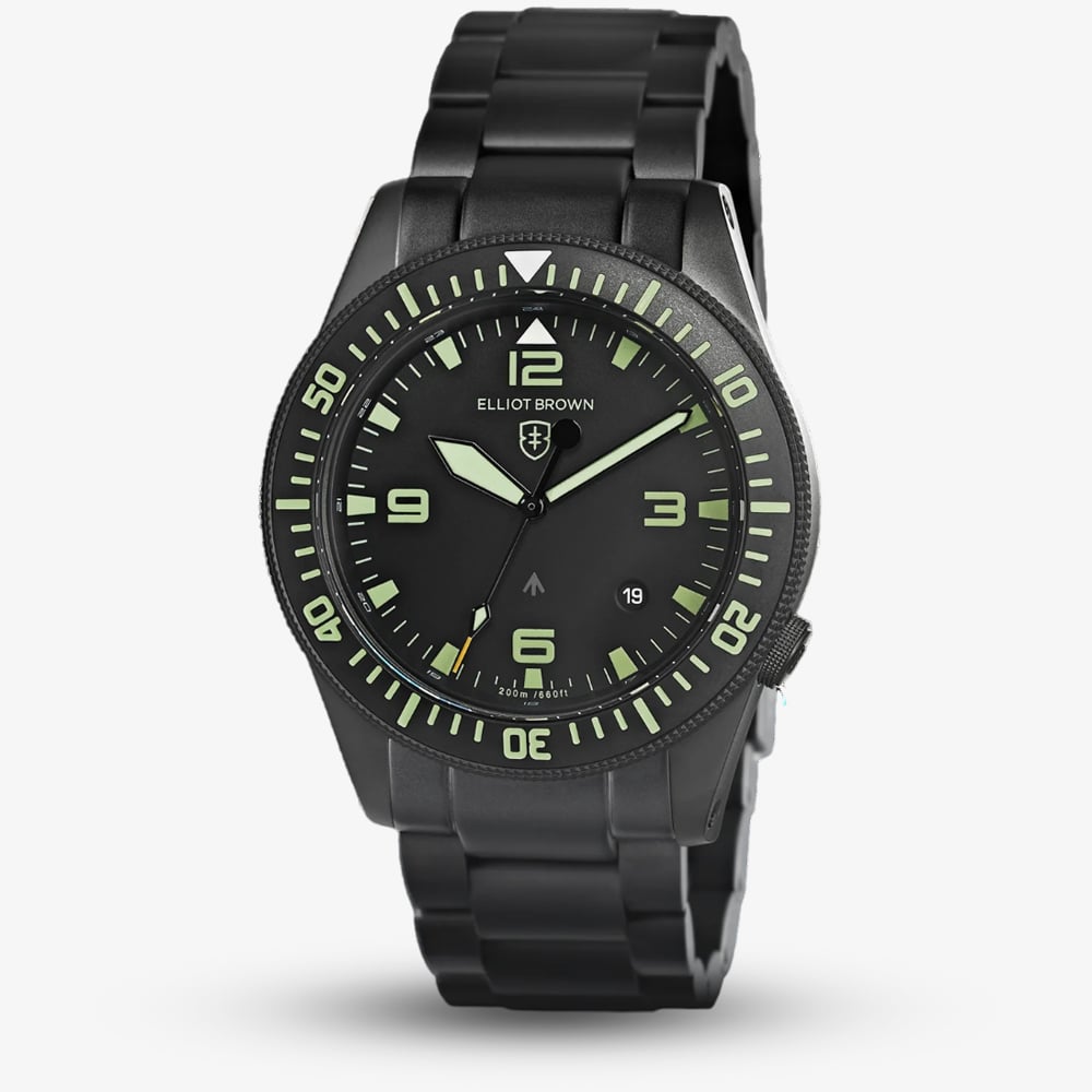 Product photograph of 0275 Elliot Brown Holton Professional Black Rubber Watch 101-001-r06 from The Jewel Hut