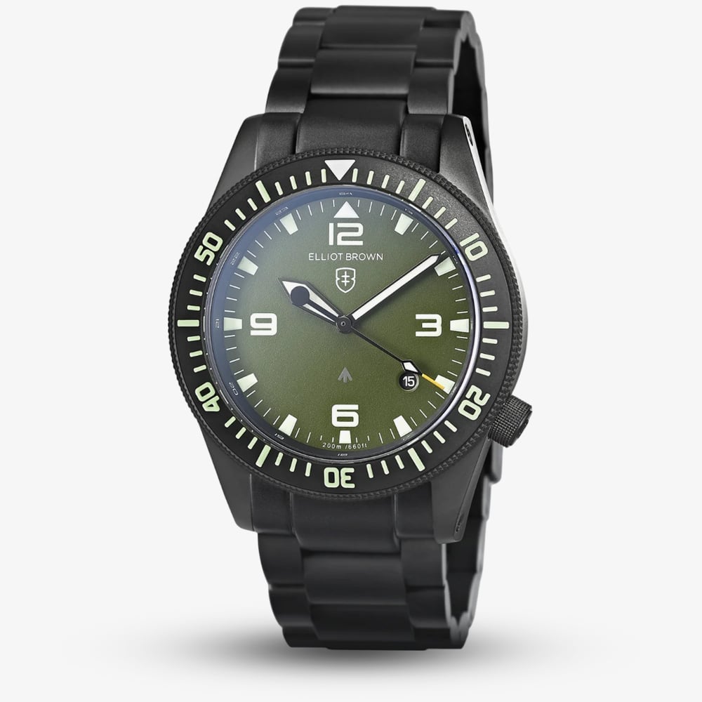 Product photograph of Elliot Brown Holton Professional Gunmetal Grey Green Dial Watch 101-002-b09 from The Jewel Hut