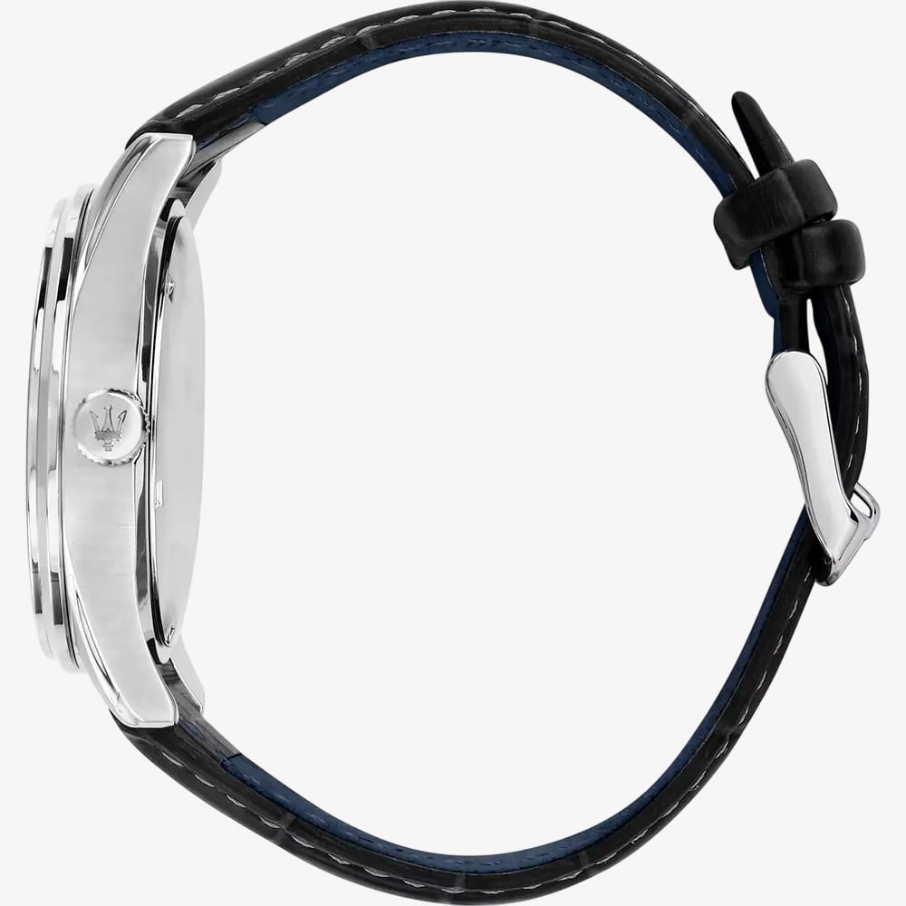 Maserati Mens Sorpasso Black Leather Strap Watch MR8851124003