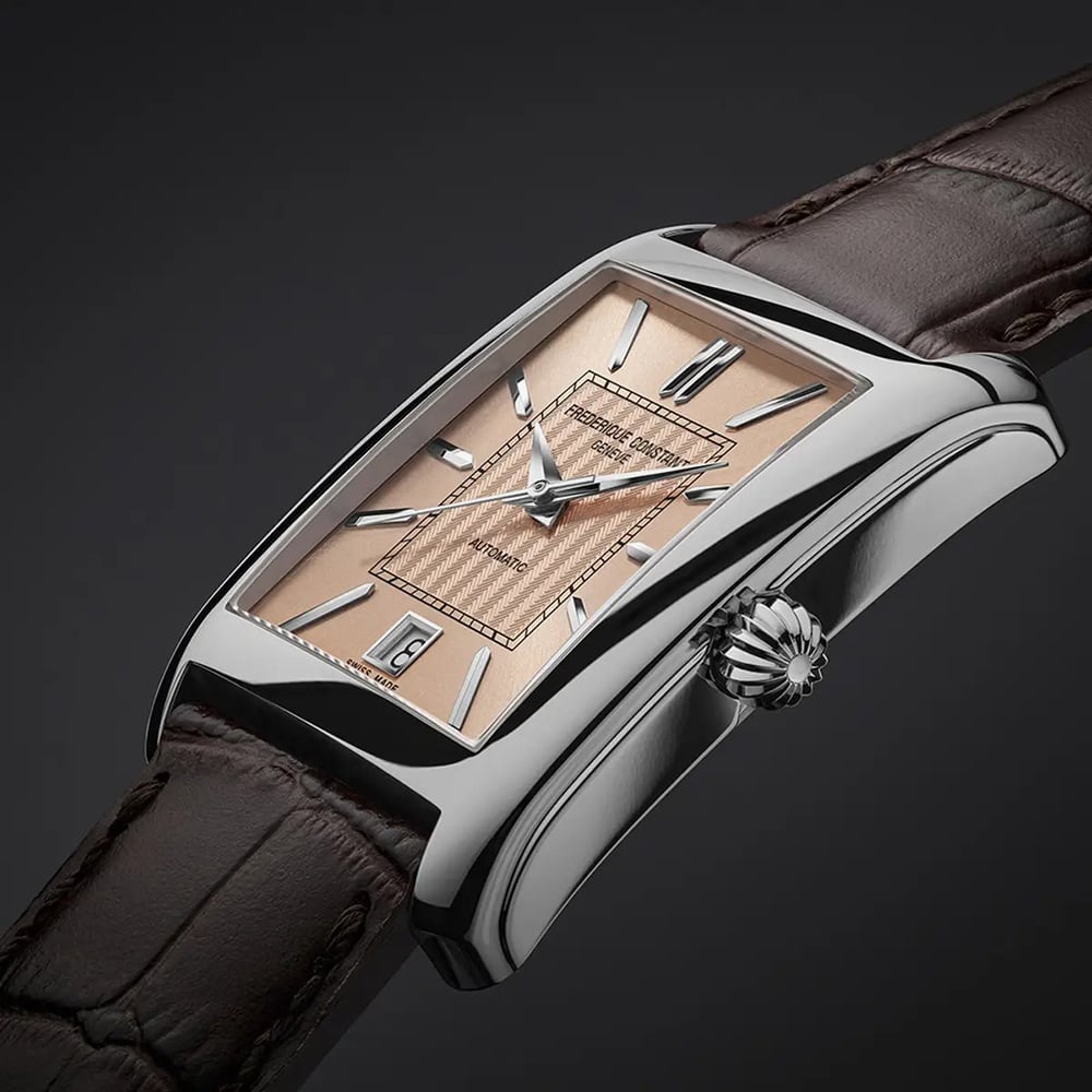 Frederique Constant Mens Carree Automatic Brown Leather Strap Watch FC-303SAL4C6