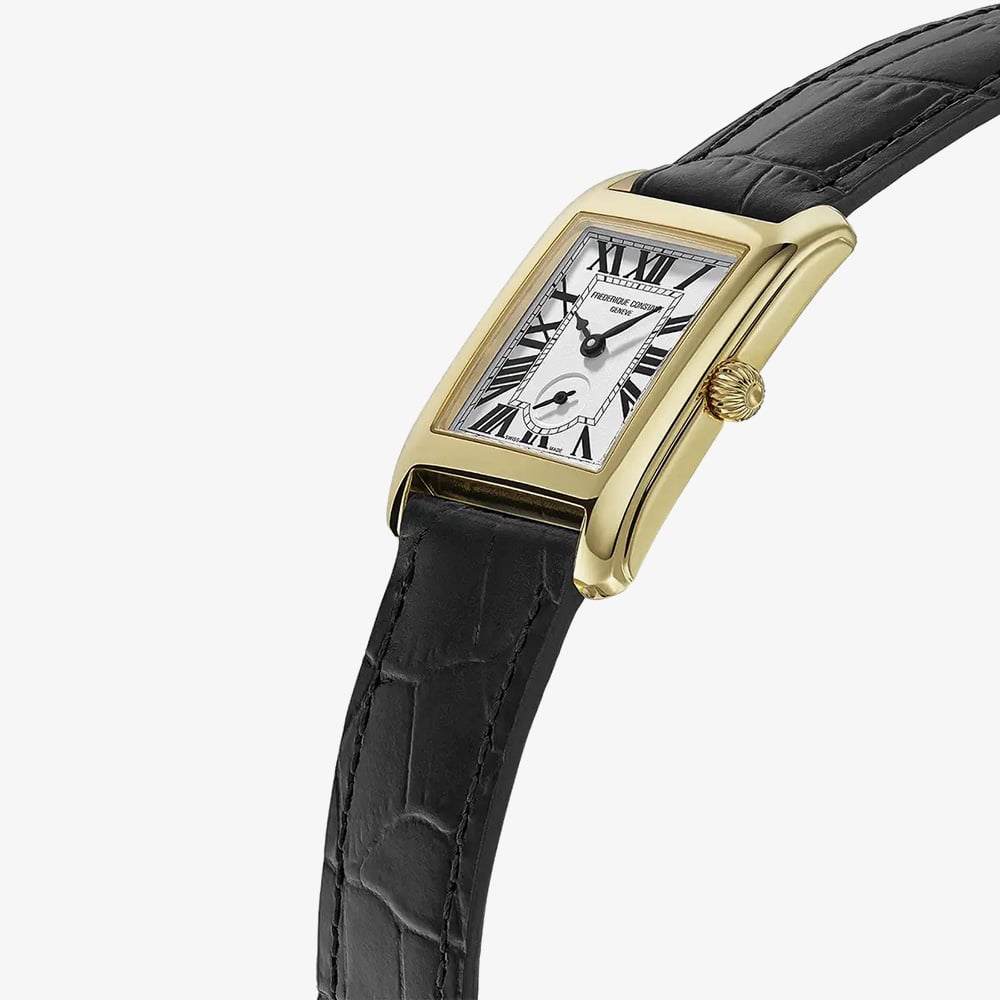 Frederique Constant Mens Carree Small Seconds Black Leather Strap Watch FC-235S2C5