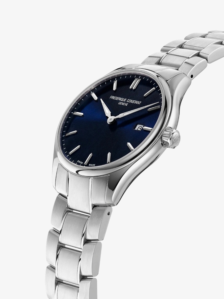 Frederique Constant Mens Classic Blue Dial & Silver Strap Watch FC-220NS5B6B