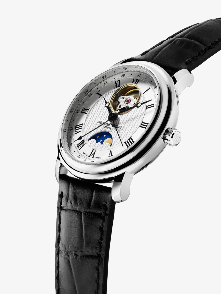 Frederique Constant Mens Heartbeat Moonphase White Dial Watch FC-335MC4P6