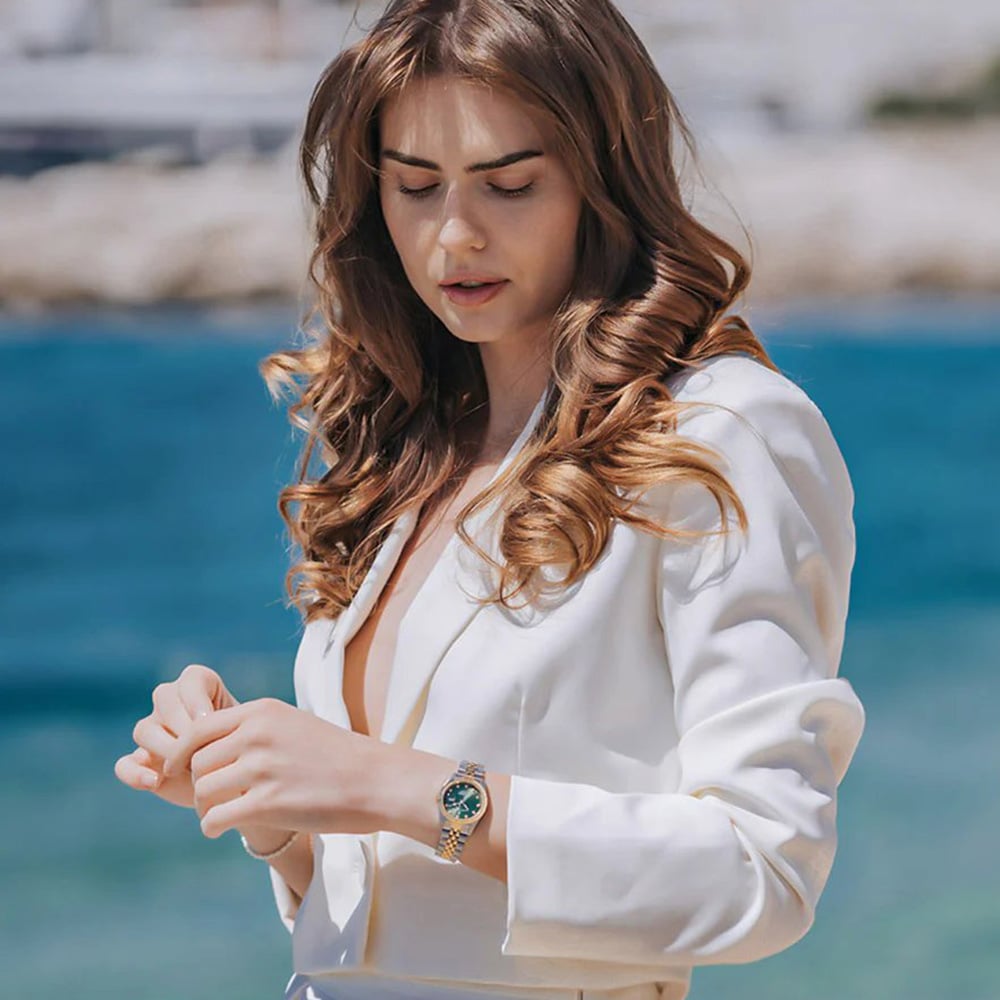 Jacques du Manoir Ladies Inspiration Elegance Two Tone Green Dial Watch JWL01206