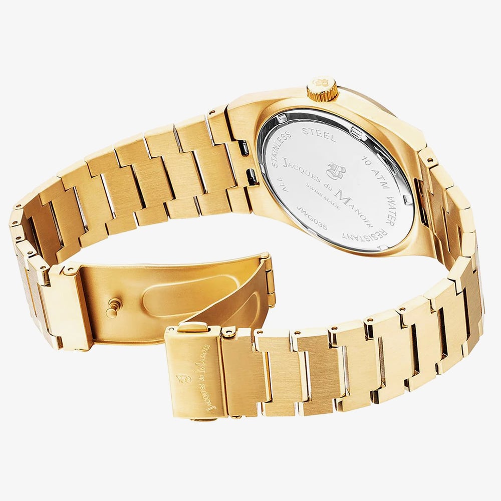 Jacques du Manoir Mens Horizon Gold Tone Black Dial Watch JWG03504