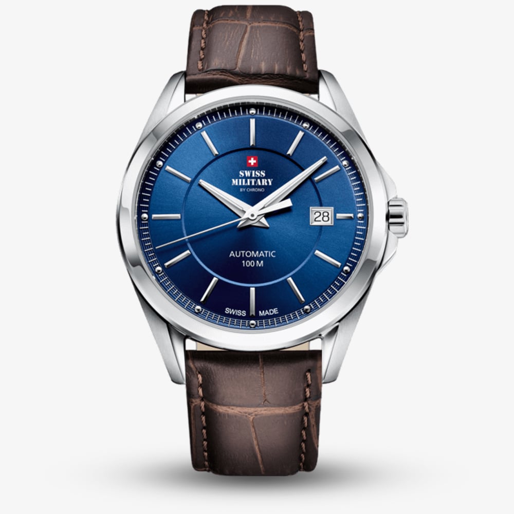 Click to view product details and reviews for Swiss Military Mens Elegant Automatic Brown Leather Strap Watch Sma3408515.