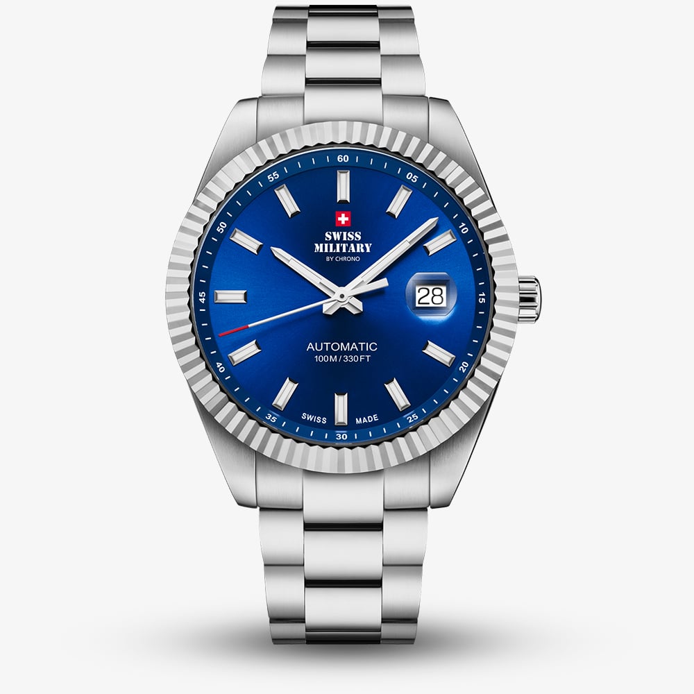 Swiss Military Mens Classic Automatic Blue Dial Bracelet Watch SMA34110.03
