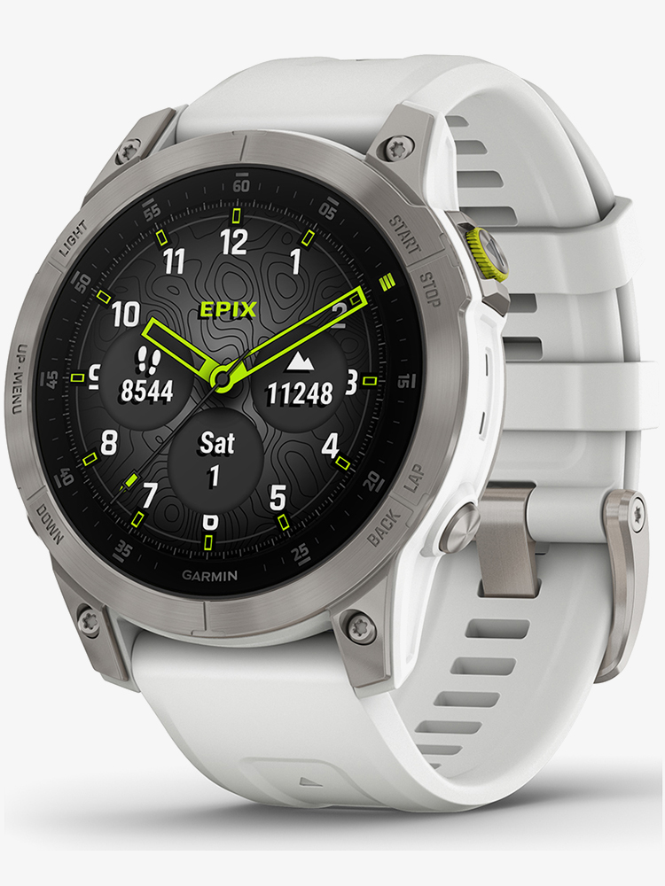 Product photograph of Garmin Epix2 47mm Titanium Silver Case Smartwatch 010-02582-21 from The Jewel Hut