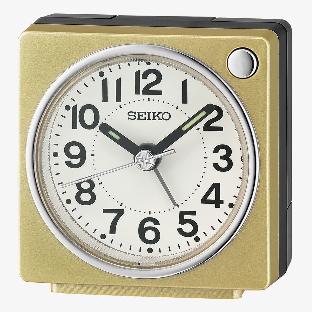 Seiko Square Gold White Dial Alarm Clock QHE196G