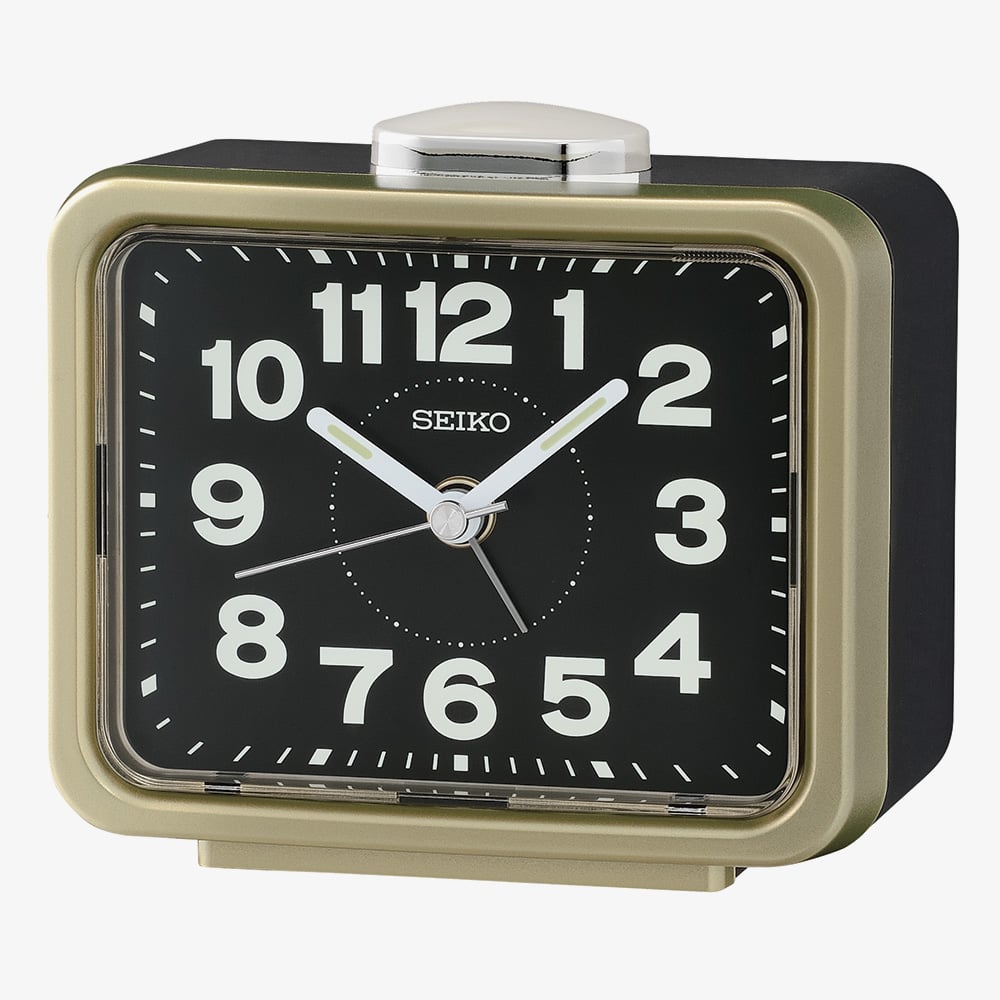 Seiko Retro Gold Black Bell Alarm Clock QHK062G