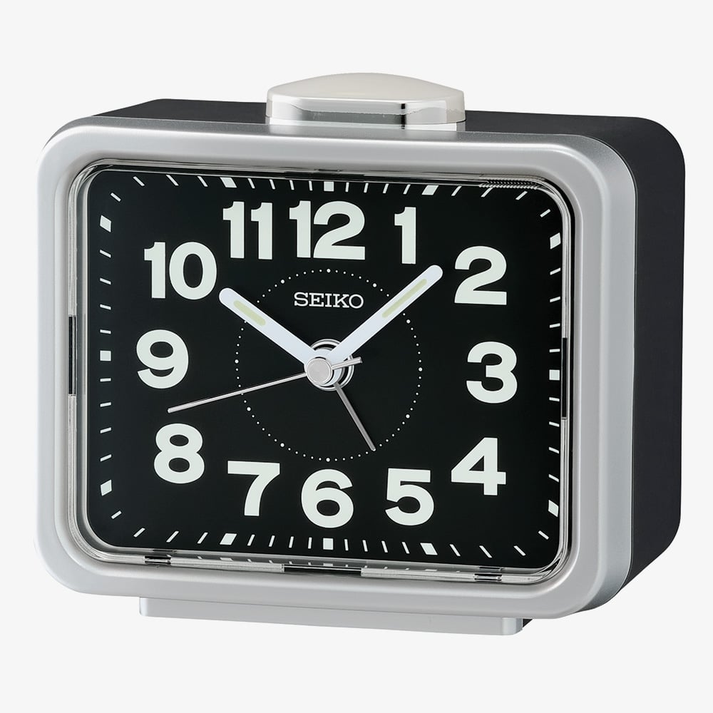 Seiko Retro Black Silver Bell Alarm Clock QHK062S