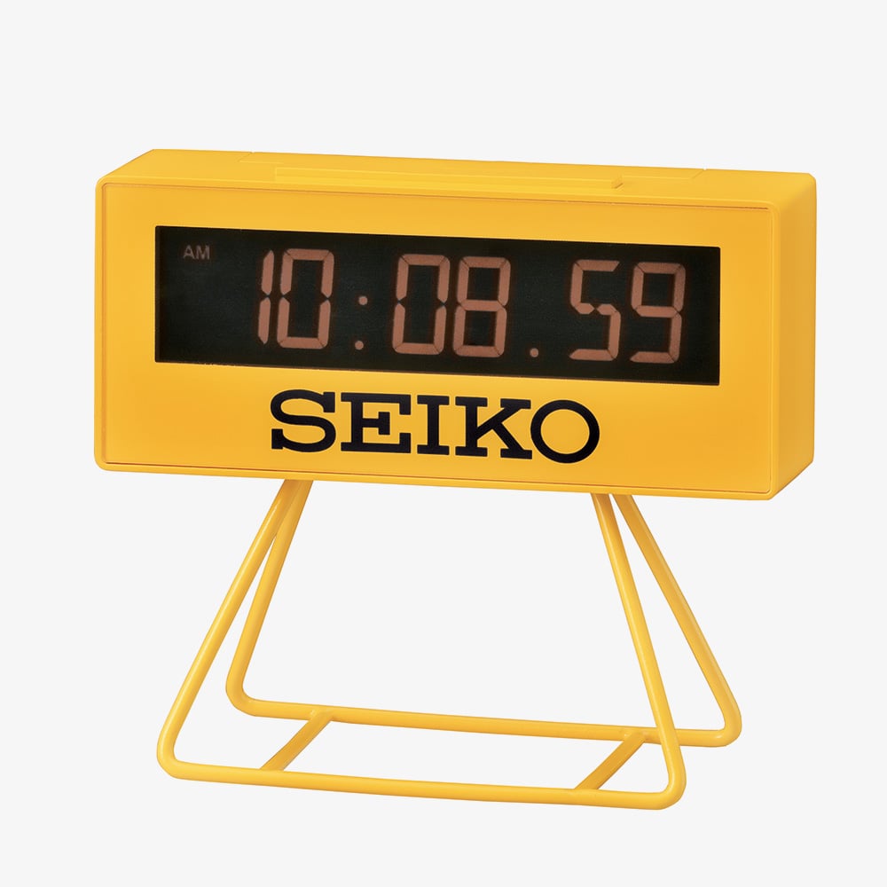 Seiko Sports Yellow Digital Dial Rectangle Alarm Clock QHL062Y