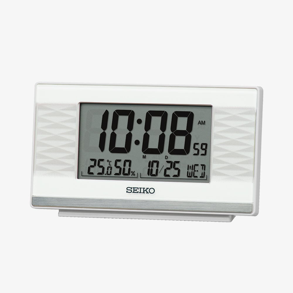 Seiko White Rectangle Digital Dual Alarm Clock QHL094W