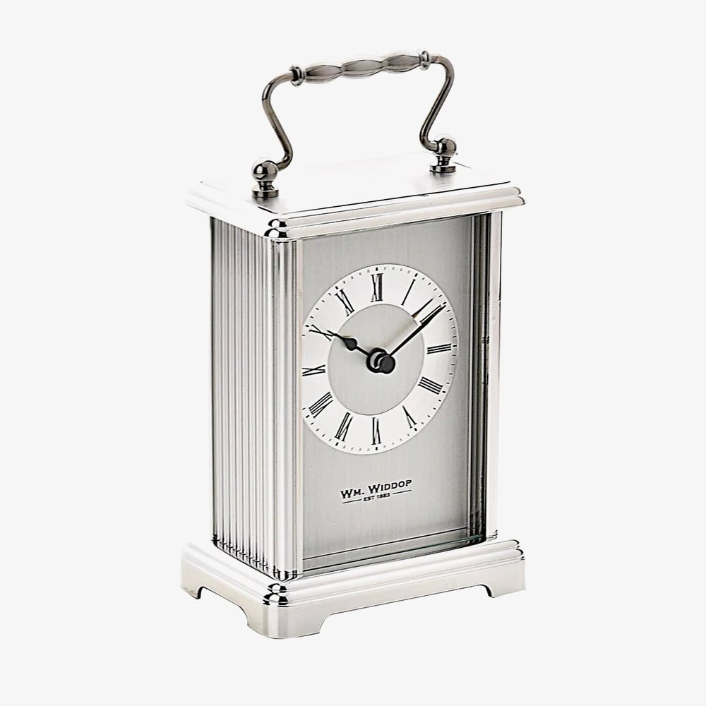 WM Widdop Silver Gilt Dial Carriage Clock W4312