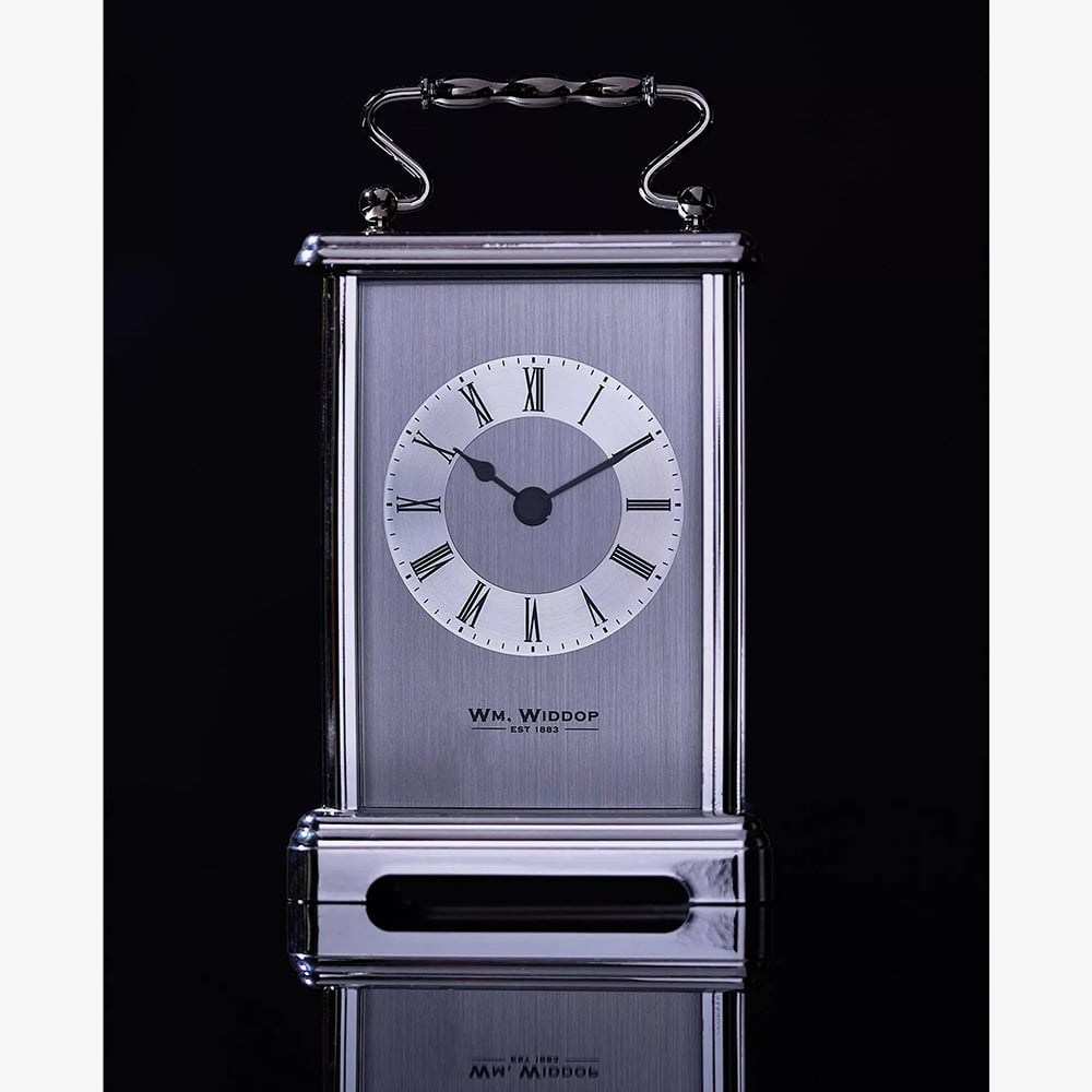 WM Widdop Silver Gilt Dial Carriage Clock W4312