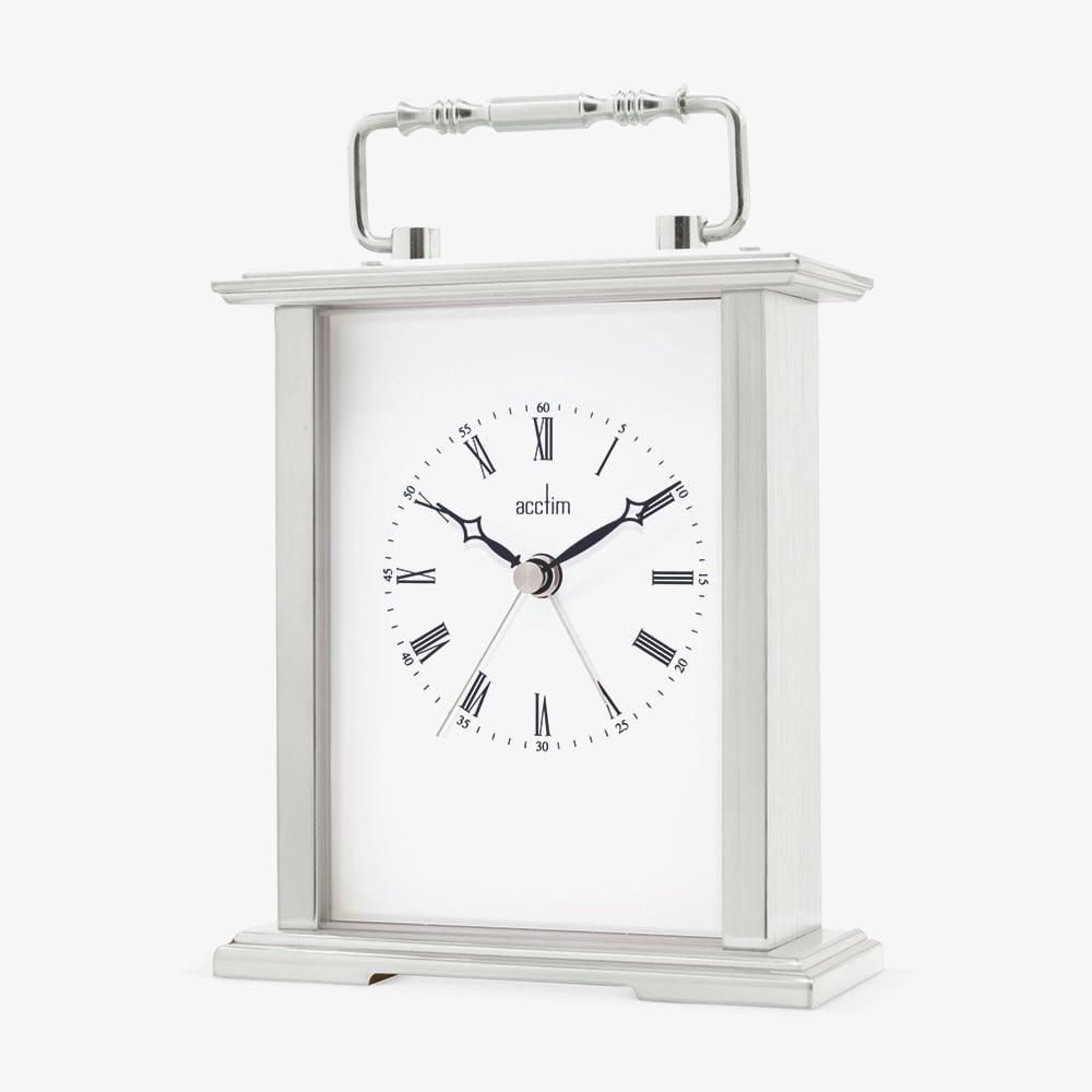 Acctim Gainsborough Silver Tone White Dial Clock 36517