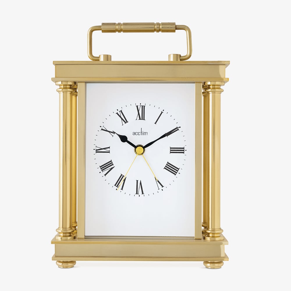 Acctim Marlow Gold Done White Dial Carriage Clock 37048