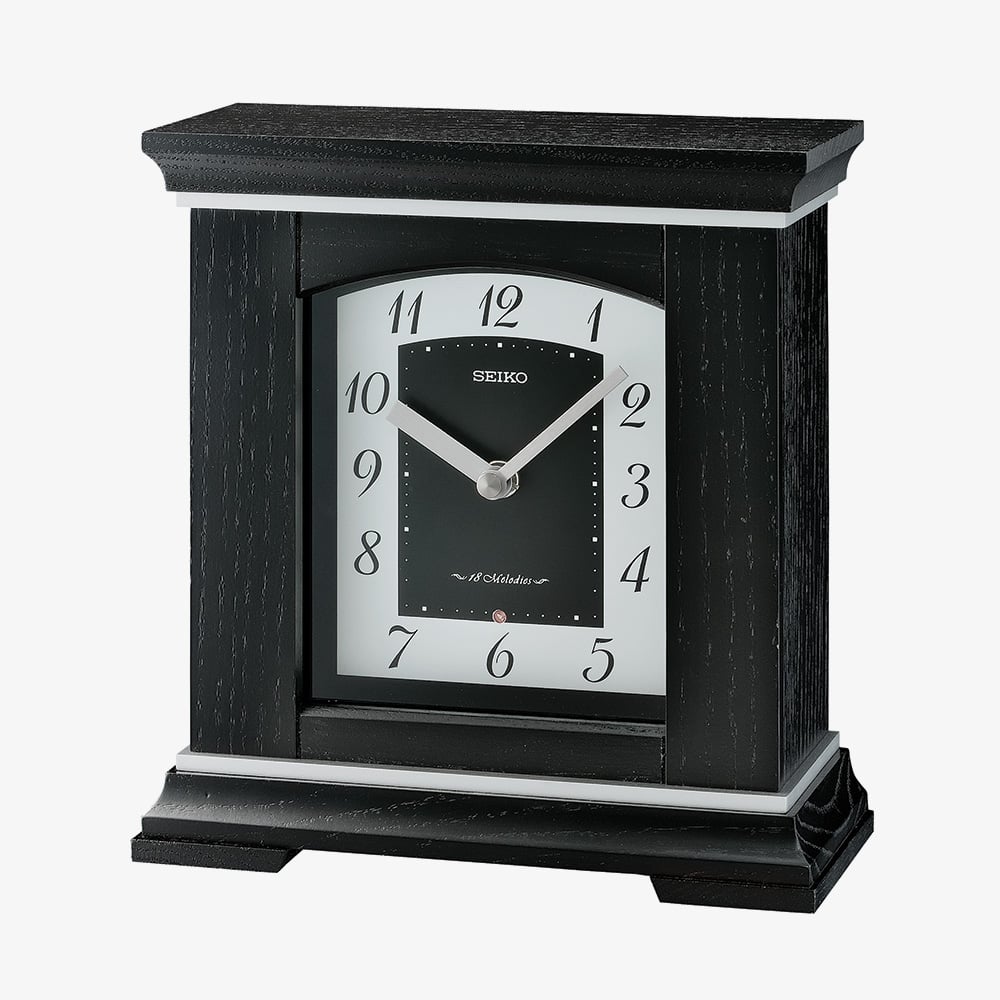 Seiko Black Musical Wooden Mantel Clock QXW249K