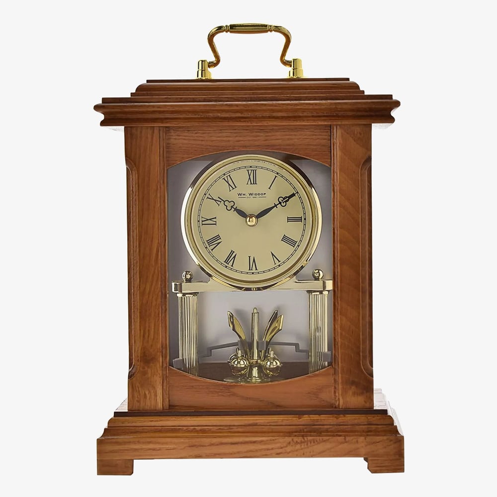 Brown Wooden Lantern Style Mantel Clock W2006