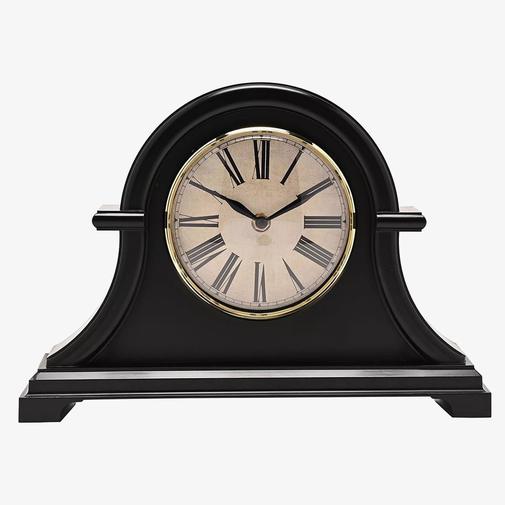 Hometime Arched Black Mantel Clock W3024