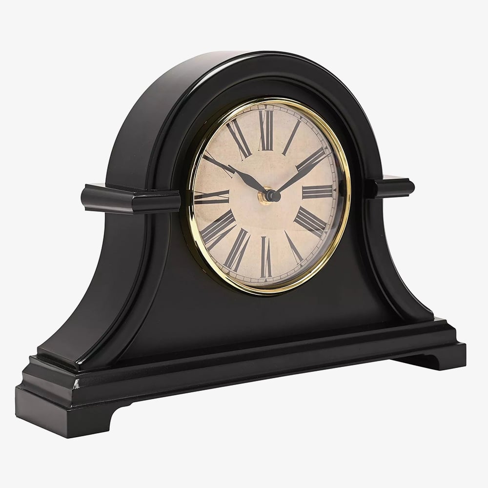 Hometime Arched Black Mantel Clock W3024