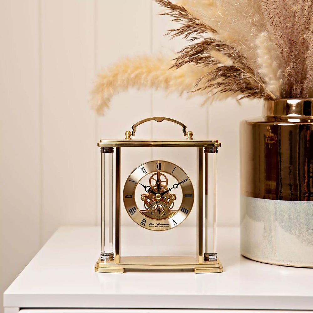 Gold Skeleton Movement Mantel Clock W2918