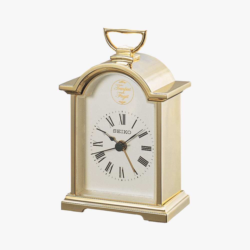 Seiko Clocks Gold Plated Mantel &amp; Carriage Clock QHE004G