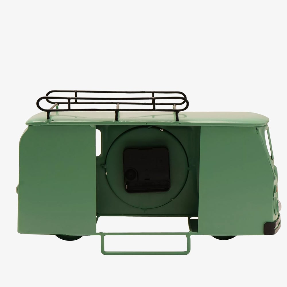 Hometime Metal Green Campervan Mantle Clock W2998