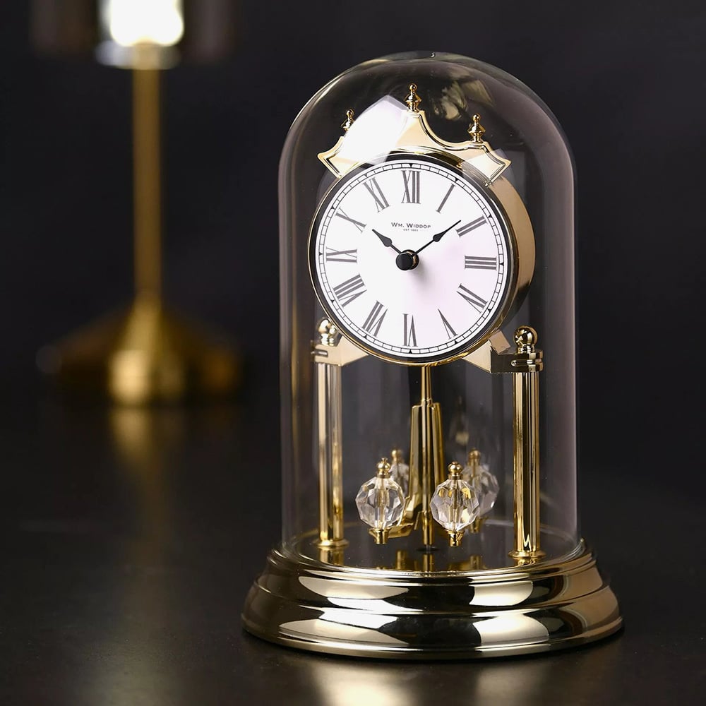 Gold Rotating Pendulum Anniversary Clock W2956