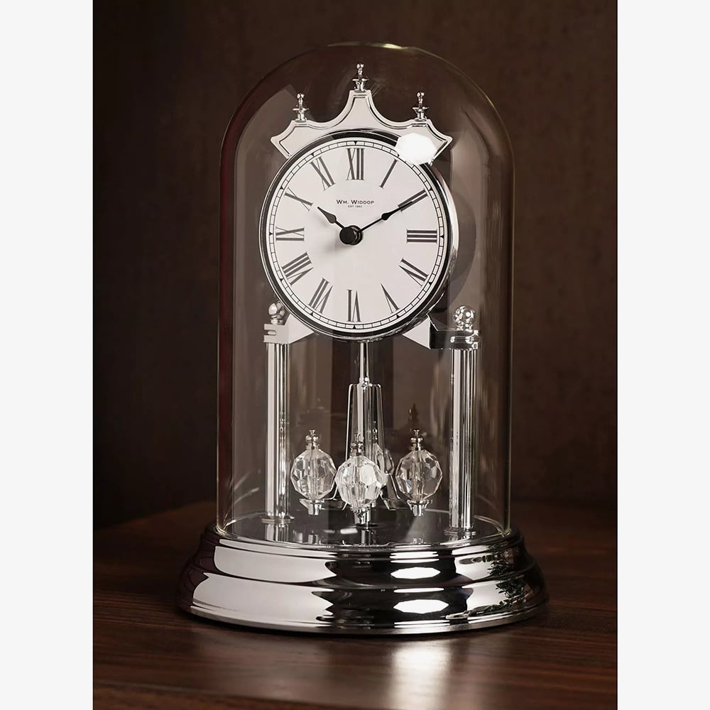 Silver Rotating Pendulum Anniversary Clock W2955