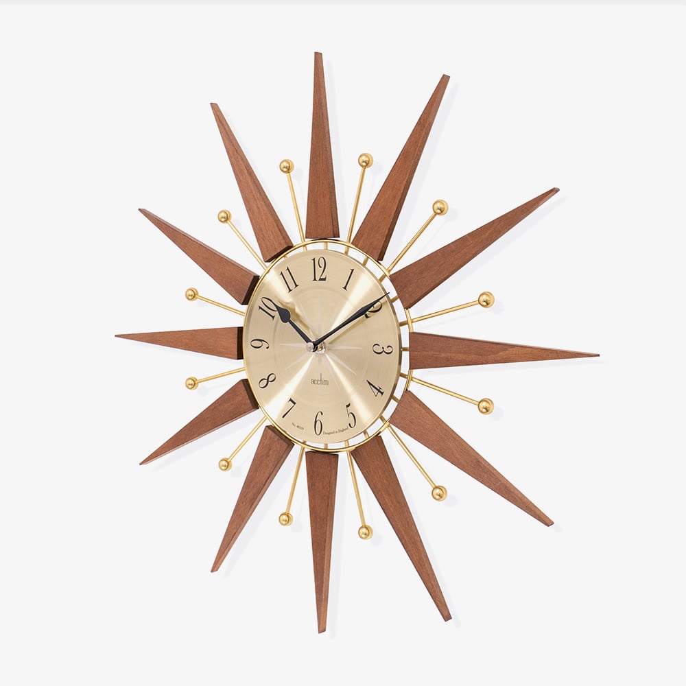 Acctim Wolcott Sun Brass Walnut Wall Clock 29506