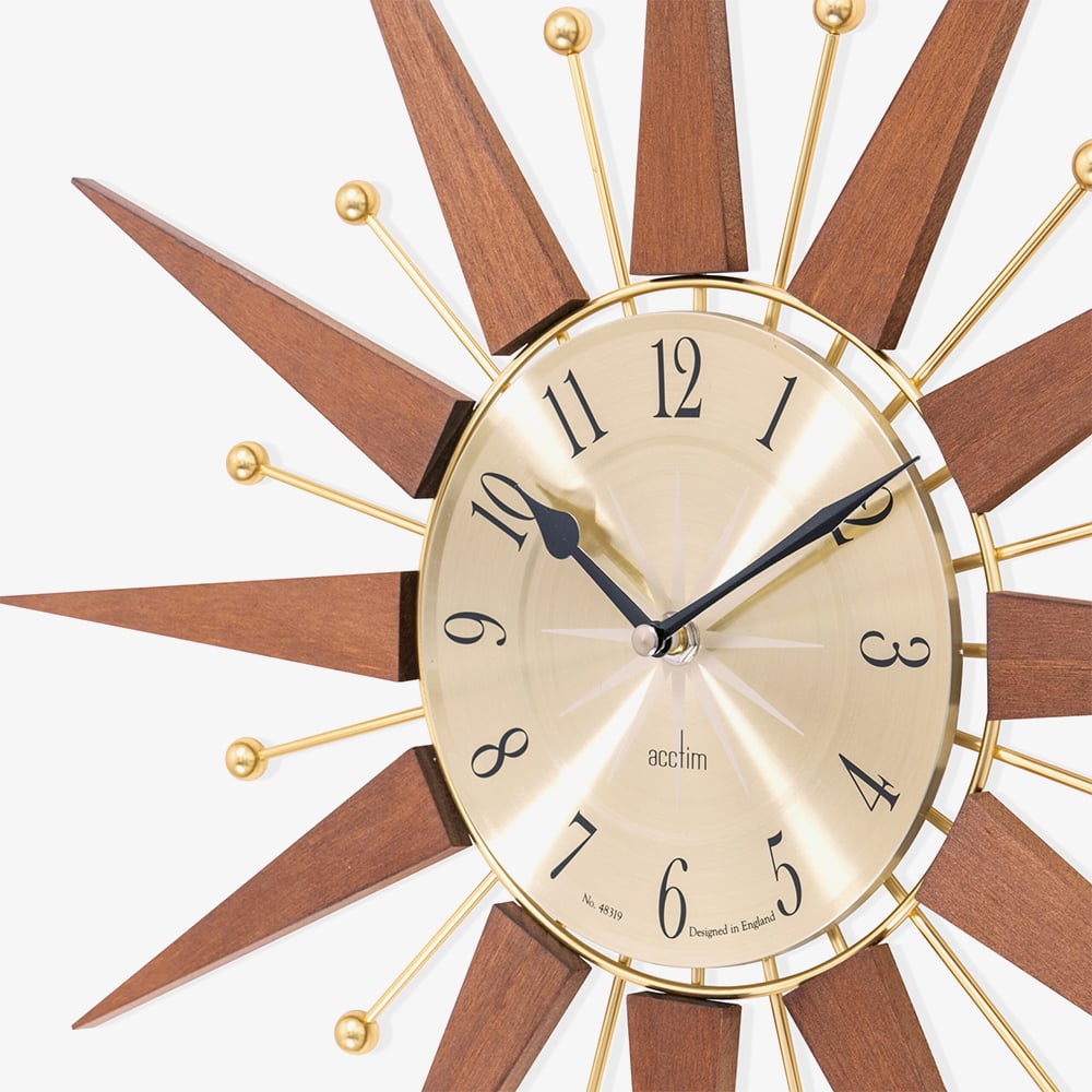 Acctim Wolcott Sun Brass Walnut Wall Clock 29506