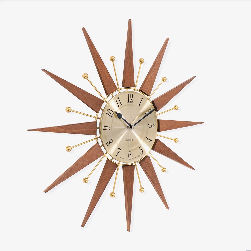 Acctim Wolcott Sun Brass Walnut Wall Clock 29506